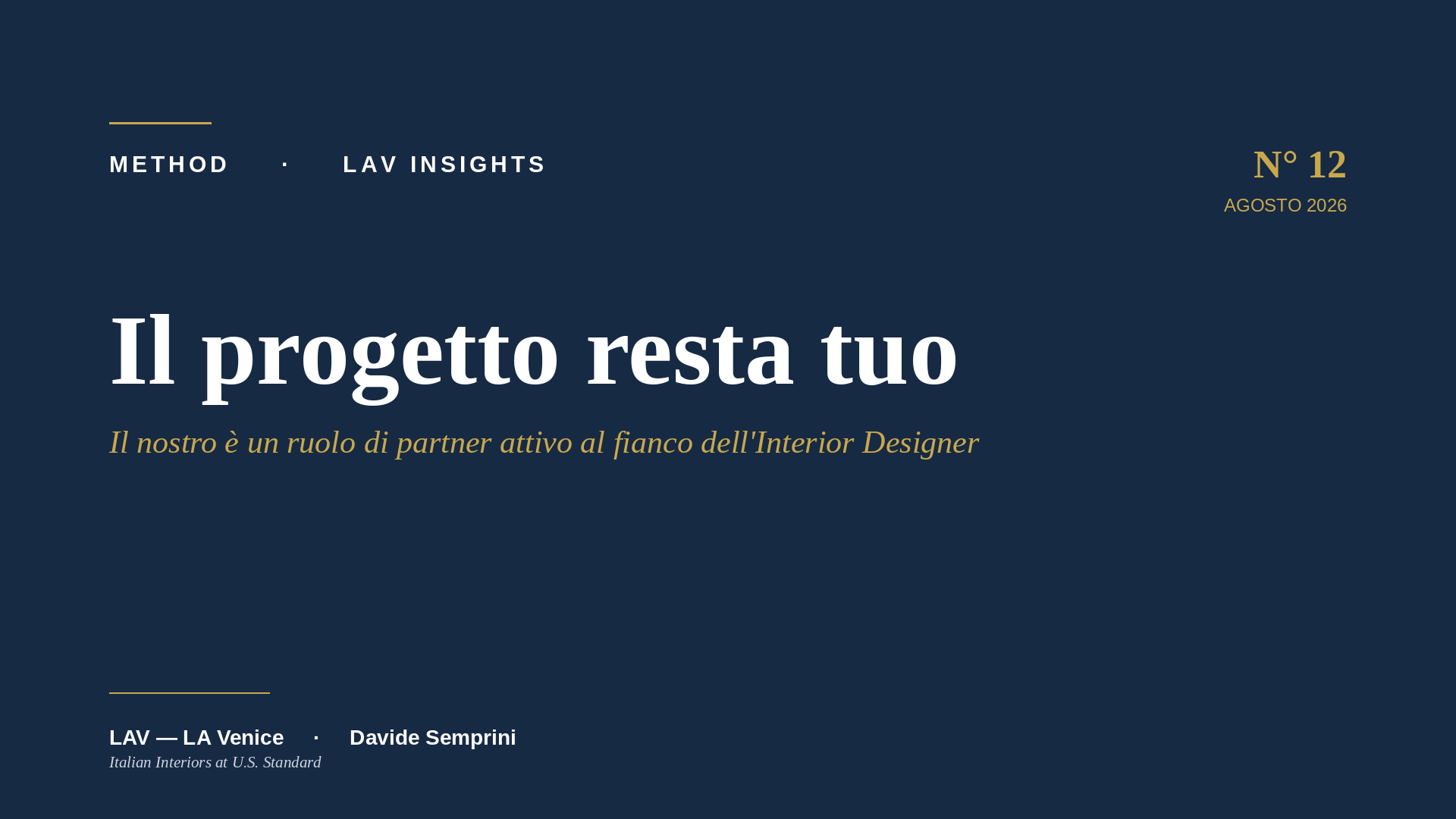 Il progetto resta tuo