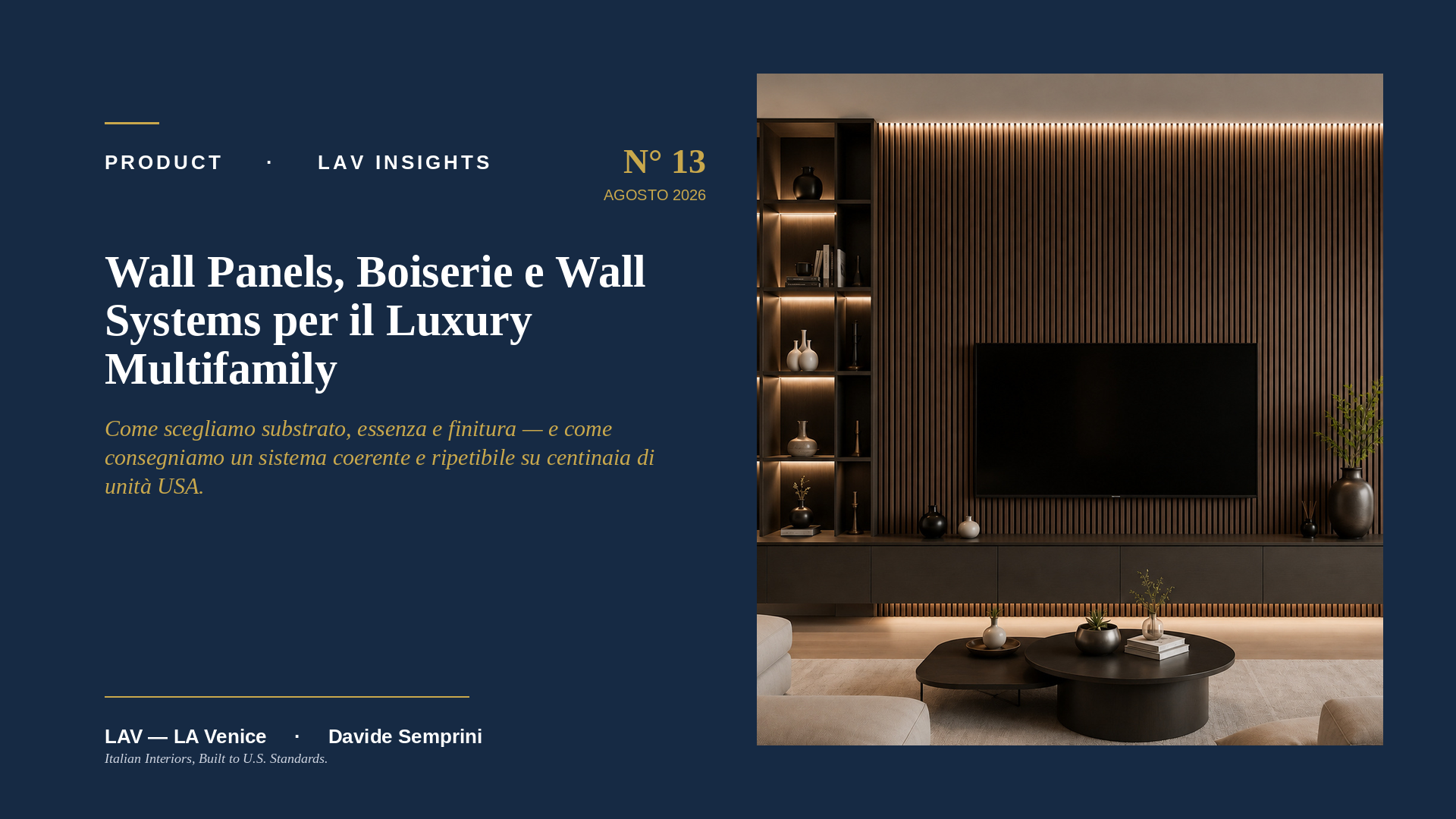 Wall Panels, Boiserie e Wall Systems per il Luxury Multifamily