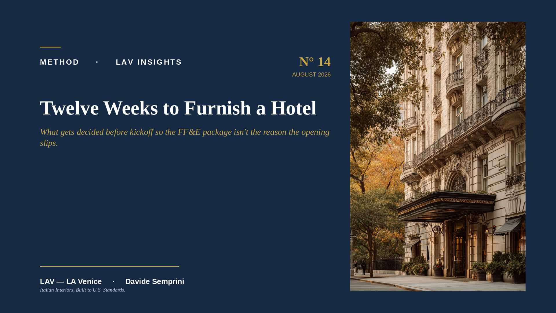 Twelve Weeks to Furnish a Hotel