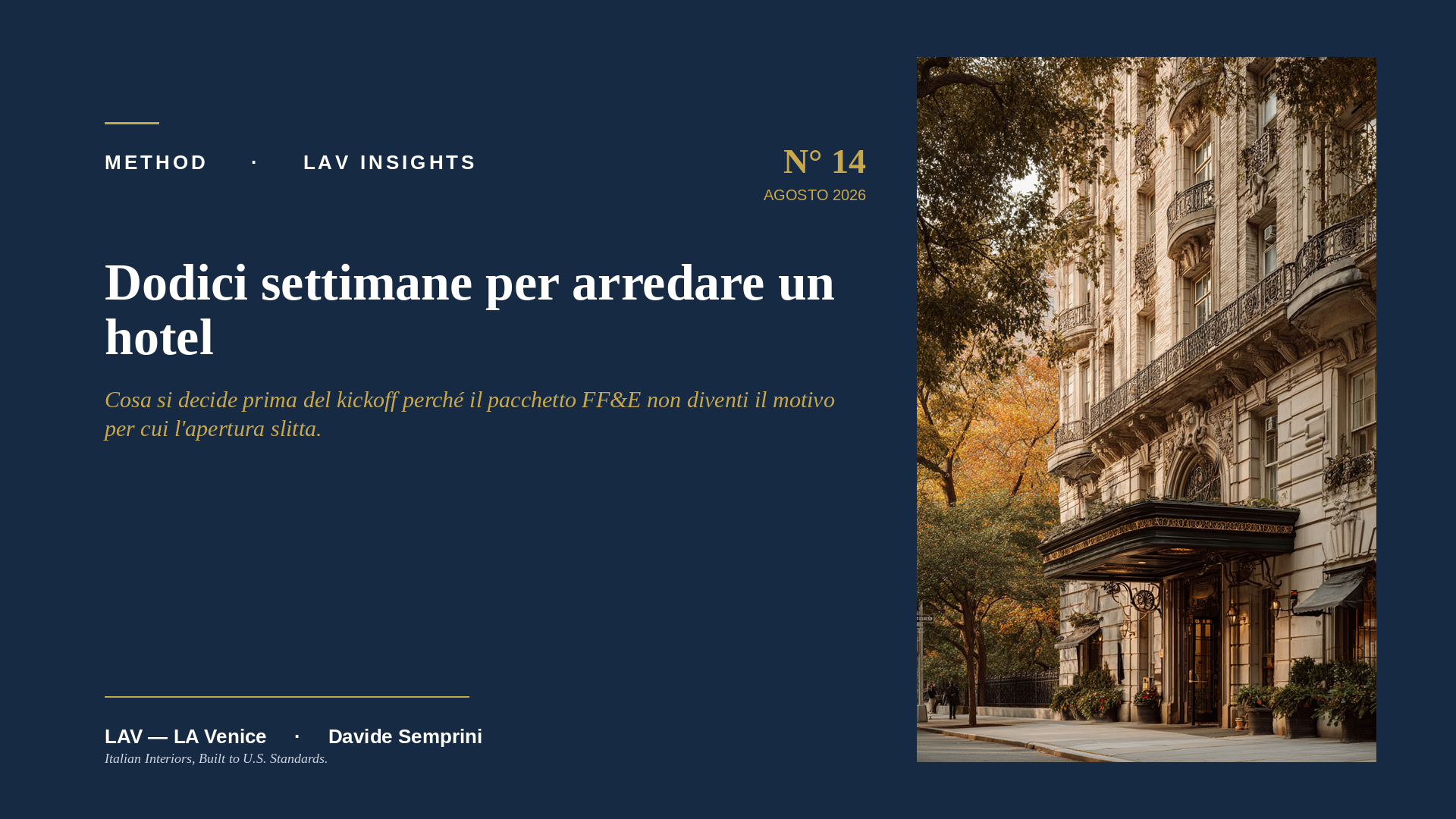Dodici settimane per arredare un hotel