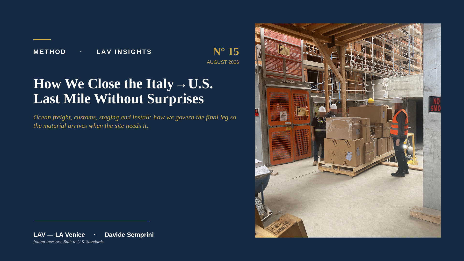 How We Close the Italy→U.S. Last Mile Without Surprises
