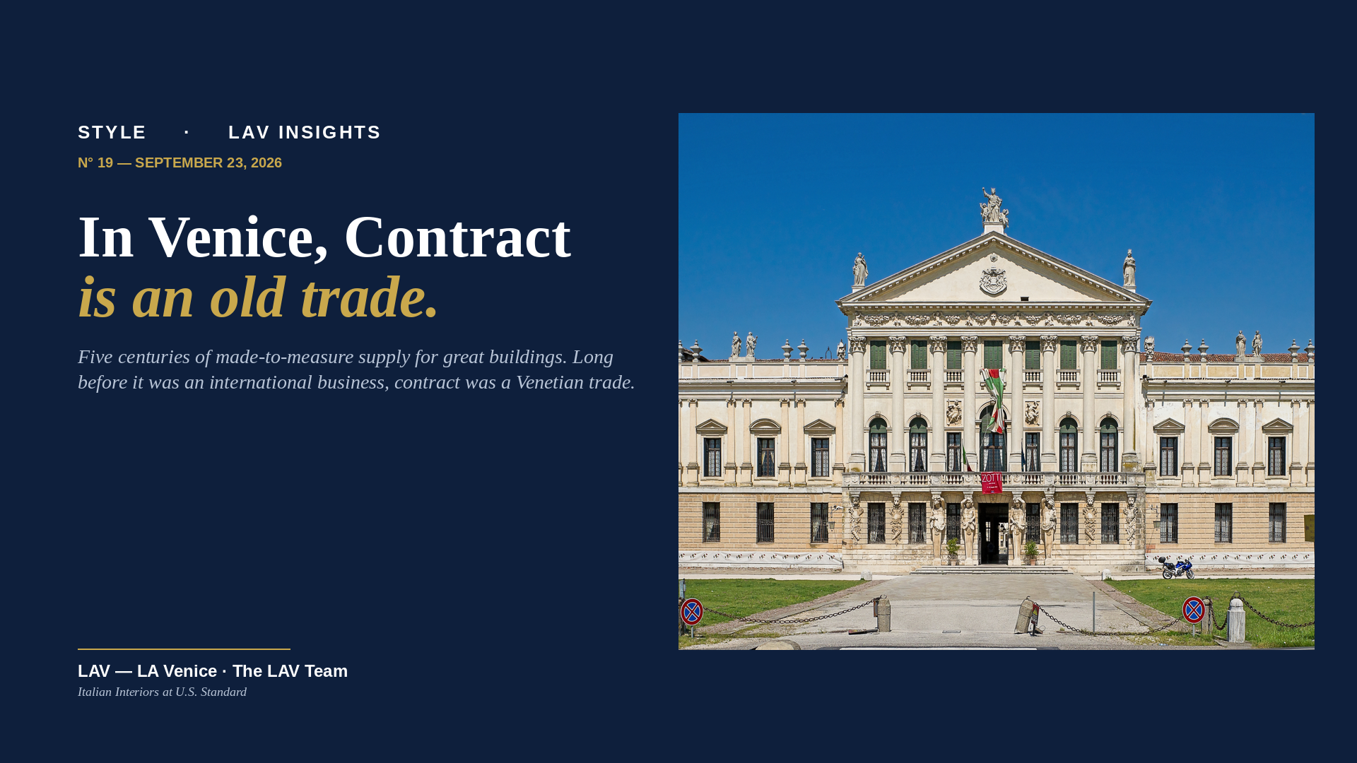 In Venice, Contract Is an Old Trade