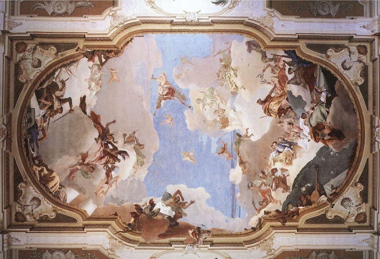 The ballroom of Villa Pisani, with the ceiling frescoed by Giambattista Tiepolo.