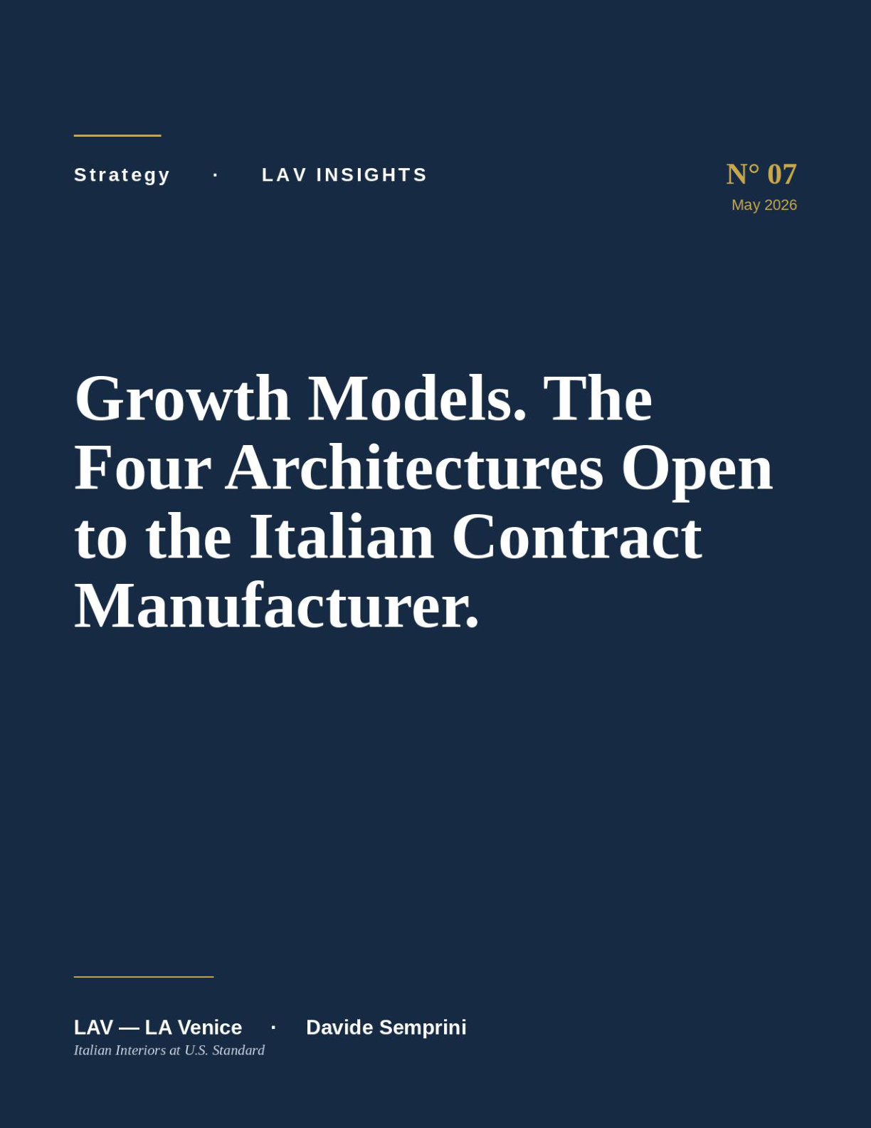 Growth Models. The Four Architectures Open to the Italian Contract Manufacturer.