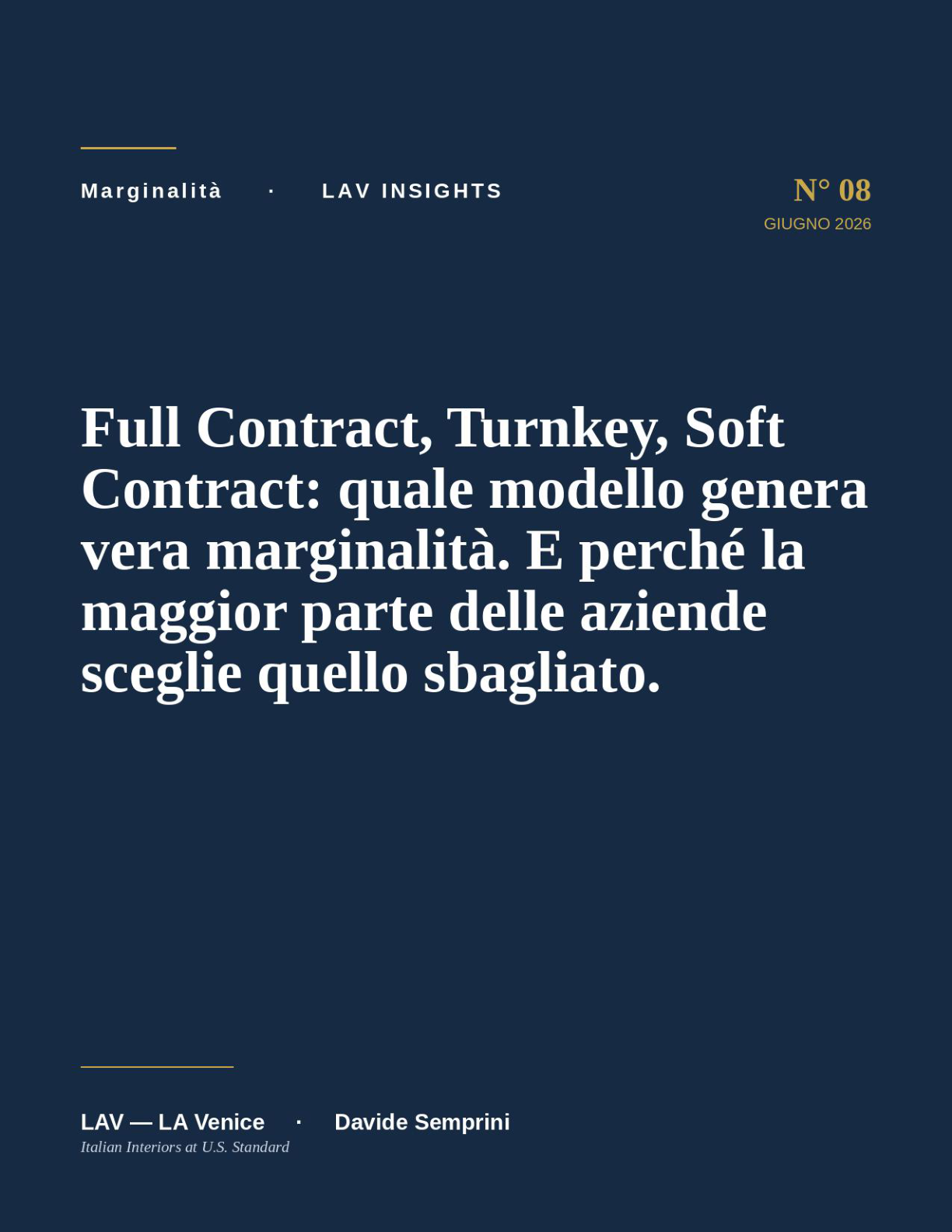 Full Contract, Turnkey, Soft Contract: quale modello genera vera marginalità. E perché la maggior parte delle aziende sceglie quello sbagliato.