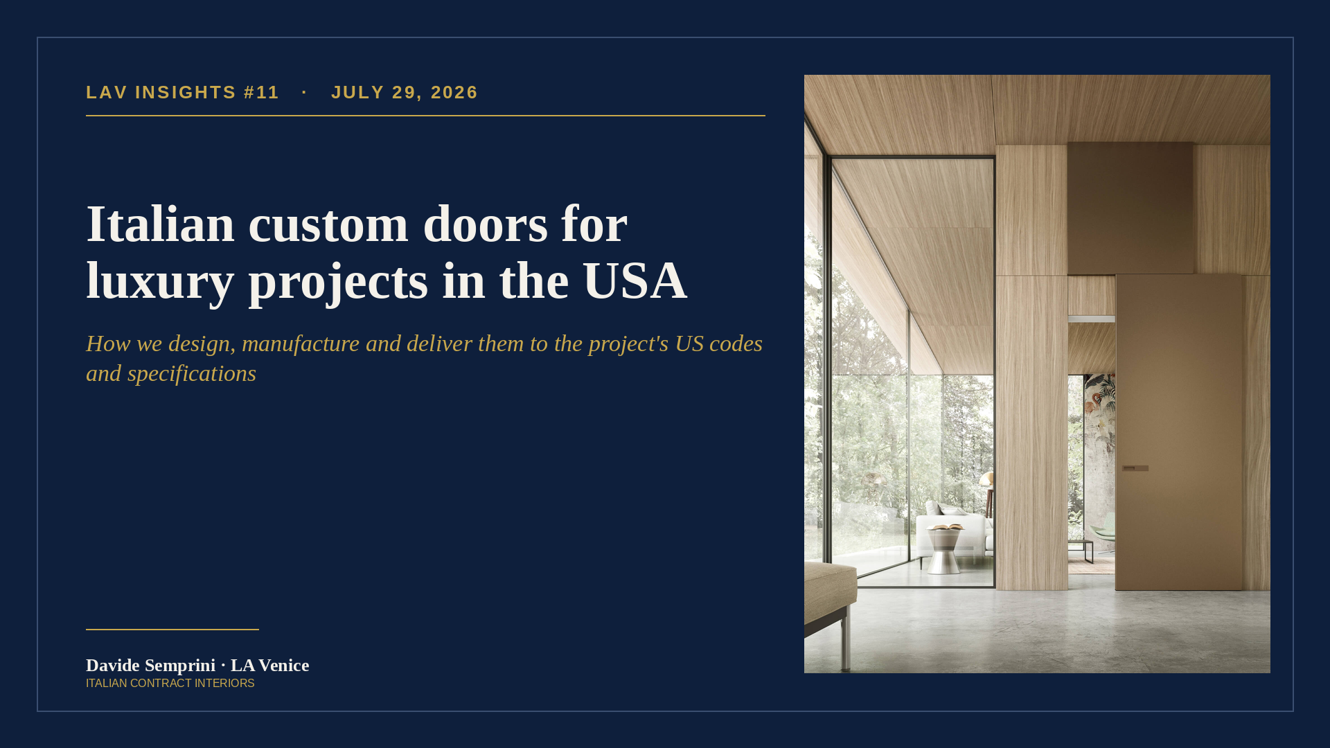 Italian custom doors for luxury projects in the USA.